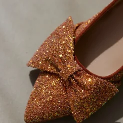 Angulus Pumps|Stiletter*Glitter Bow Pumps - Mandarin Glitter / Terracotta Multifarvet
