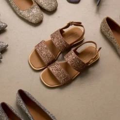 Angulus Sandaler*Glitter Sandal i Ler Glitter Brun