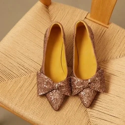 Angulus Pumps|Stiletter*Glitterpumpe med sløjfedetalje Brun