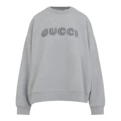 Gucci Sweatshirts*Bomulds Sweatshirt med Logo Print Grå
