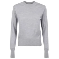 Ami Paris Striktrøjer & Sweatere*Crewneck Sweater med Ribbed Manchetter Grå