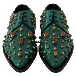 Dolce & Gabbana Snøresko*Læder Krystal Kjole Broque Sko Grøn