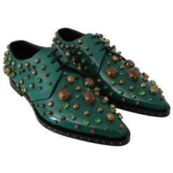 Dolce & Gabbana Snøresko*Læder Krystal Kjole Broque Sko Grøn