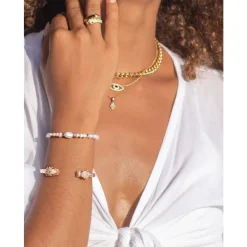 Nialaya Smykker*d CZ Panther Armbånd Gul