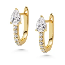 Nialaya Smykker*dbelagte CZ Hoop Øreringe Gul