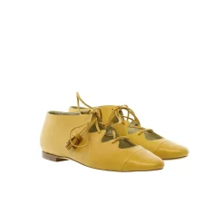 Ines de la Fressange Paris Snøresko*e Åbne Tå Richelieu Lædersko Gul