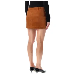 The Garment Nederdele*Hasselnød Ruskind Mini Nederdel AW25 Brun