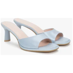 Estro Stiletter*Heeled Leather Mules Blå