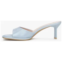 Estro Stiletter*Heeled Leather Mules Blå