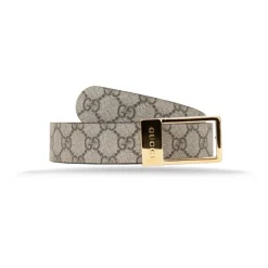 Gucci Bælter*Herrebælte i læder med logo spænde Beige