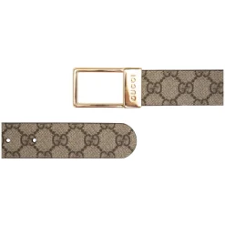 Gucci Bælter*Herrebælte i læder med logo spænde Beige