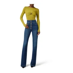 Elisabetta Franchi Jeans*Højtaljede jeans med knapper Blå