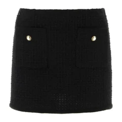 Miu Miu Nederdele*Højtaljet plisseret midinederdel Sort