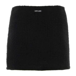 Miu Miu Nederdele*Højtaljet plisseret midinederdel Sort