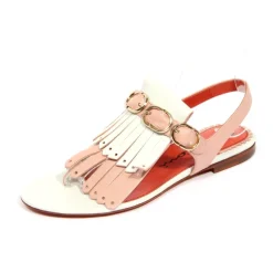 Santoni Sandaler*Hvid lædersandal med tårem Multifarvet