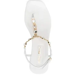 Miu Miu Sandaler*e lædersandaler med strass Hvid