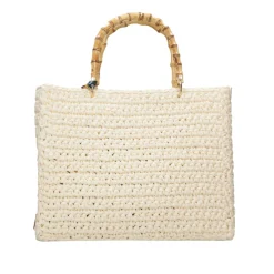 Chica Indkøbstasker*Ivory Raffia Bambus Shopping Taske Beige