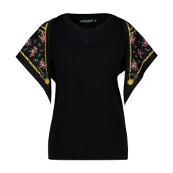 Dolce & Gabbana T-Shirts*Jersey T-shirt med tørklæde Sort