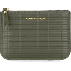 Comme des Garçons Punge & Kortholder*Khaki Læder Brick Pung med Lynlås Grøn
