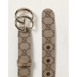 Gucci Bælter*Klassisk Bælte med Lås og Mønster Beige
