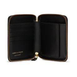 Comme des Garçons Punge & Kortholder*Klisk Læderpung med Guld-Tone Lynlås Sort