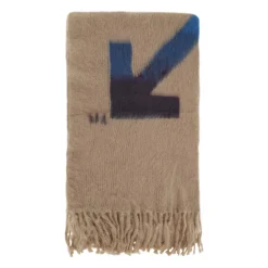 Off White Tørklæder*Kontrasterende Jacquard Mohair Uldtæppe Multifarvet