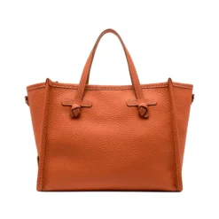 Gianni Chiarini Indkøbstasker*Korallæderhåndtaske med magnetisk lukning Orange