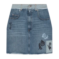 Marni Nederdele*Kort denim nederdel med logo Blå