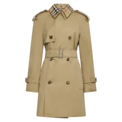 Burberry Frakker*Kort trenchcoat med ternede detaljer Beige