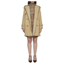Burberry Frakker*Kort trenchcoat med ternede detaljer Beige
