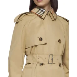Burberry Frakker*Kort trenchcoat med ternede detaljer Beige