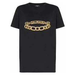Balmain T-Shirts*Kortærmet Kædeprint T-shirt Sort