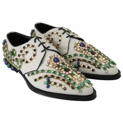 Dolce & Gabbana Snøresko*Krystalpyntede e ruskindsmuler Hvid