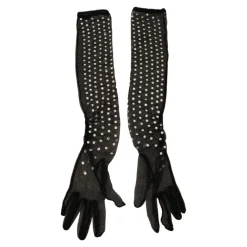 Dolce & Gabbana Handsker*Krystalpyntet Mesh Handsker Bomuld Italien Sort