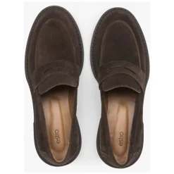 Estro Loafers*Kvinders Saddle Brown Penny Loafers lavet af italiensk ægte velour Brun