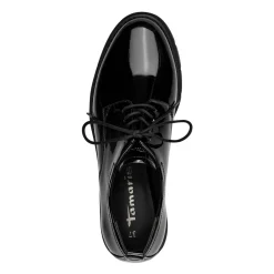 Tamaris Snøresko*Lak Lædersko med Snørebånd Sort