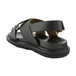 Marni Sandaler*Læder Criss-Cross Flade Sandaler Sort