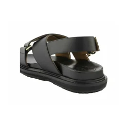 Marni Sandaler*Læder Criss-Cross Flade Sandaler Sort