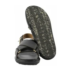 Marni Sandaler*Læder Criss-Cross Flade Sandaler Sort