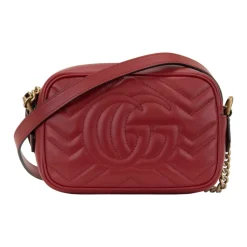 Gucci Skuldertasker*Læder Crossbody Taske med Logo Hardware Rød