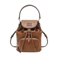 Miu Miu Rygsække*Læder Mini Rygsæk Brun