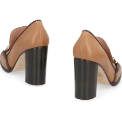 Alberta Ferretti Pumps|Stiletter*Læder Moccasin med Spænde foran og Blok Hæl Brun