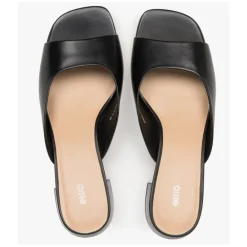 Estro Stiletter*Læder Mules med Lav Hæl Sort