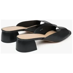 Estro Stiletter*Læder Mules med Lav Hæl Sort