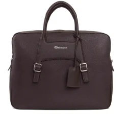 Santoni Laptop Tasker*Læder Skuldertaske Hammered Brun