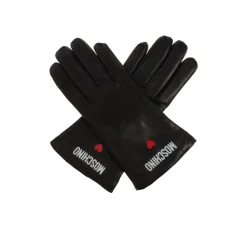 Moschino Handsker*Læderhandsker med trykt logo Sort