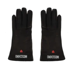 Moschino Handsker*Læderhandsker med trykt logo Sort