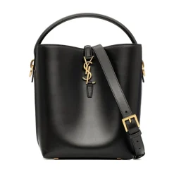 Saint Laurent Skuldertasker*Le 37 Small Leather Bucket Bag Sort