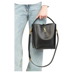 Saint Laurent Skuldertasker*Le 37 Small Leather Bucket Bag Sort