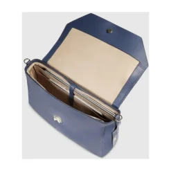 Piquadro Laptop Tasker*Leather laptop women's satchel bag with RFID and shock-absorbing protection Blå